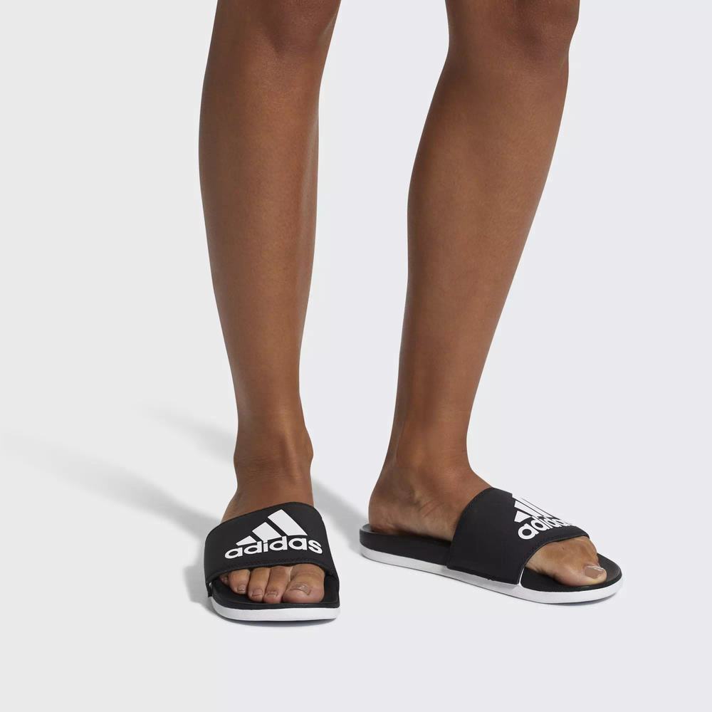 Adidas Adilette Cloudfoam Plus Logo Sandalias Negros Para Mujer (MX-73159)
